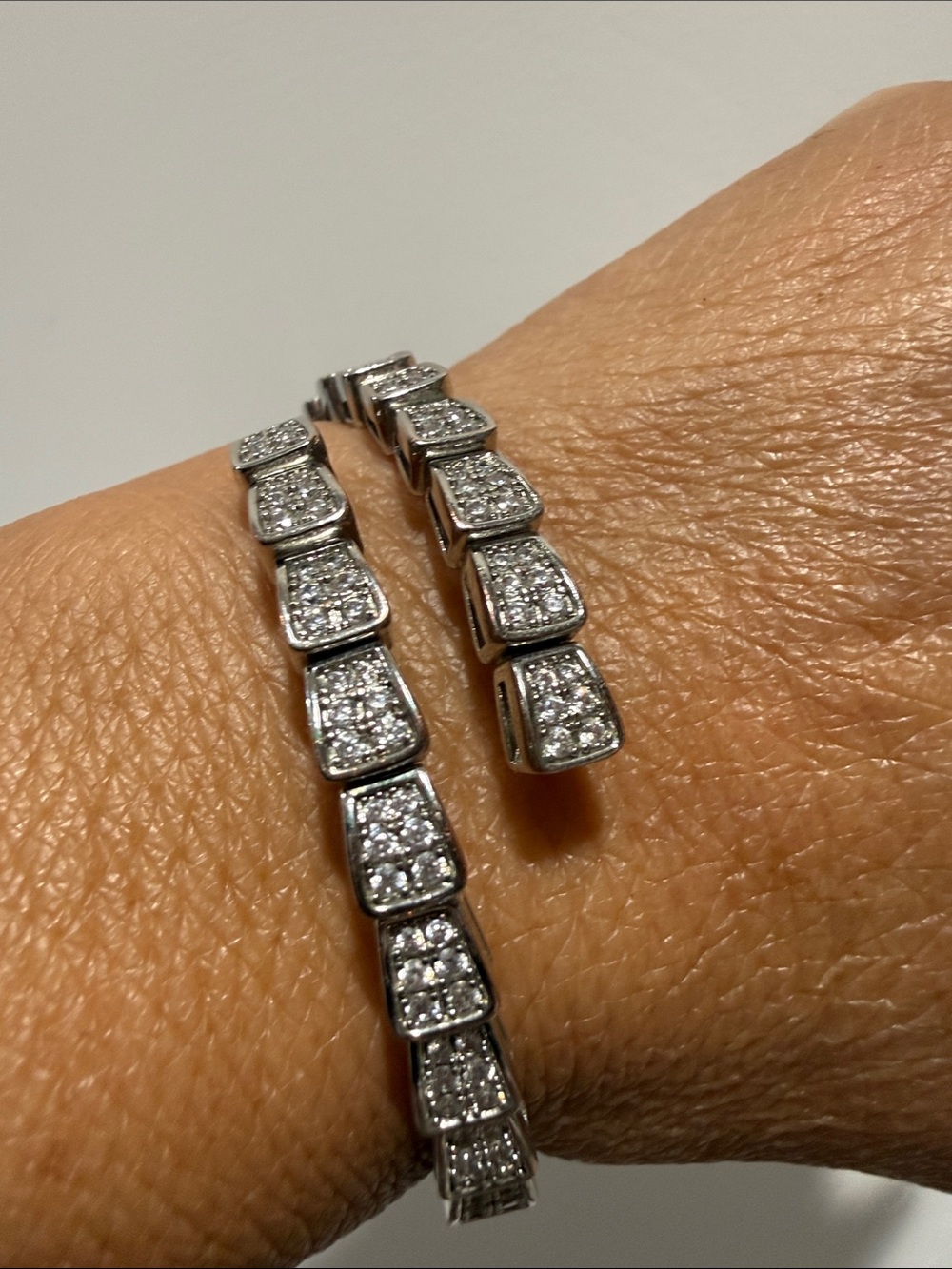 Sterling Silver Pave Link Bracelet - Silver
